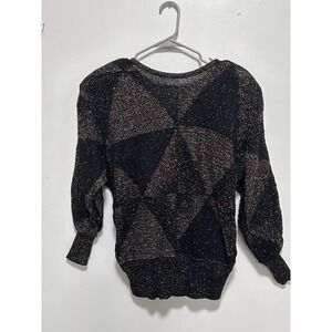 Vintage 80s Mademoiselle Metallic Black and Bronze Sweater Women's Size M